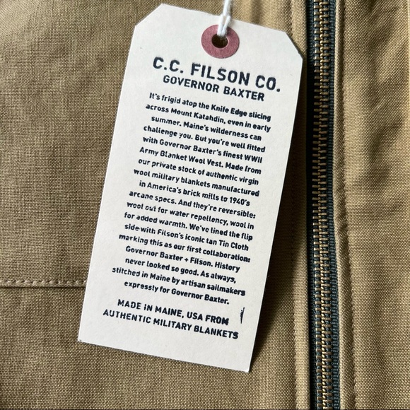 Filson X Governor Baxter S/M Military Wool Blanket Reversible Vest Made in USA - Picture 11 of 12